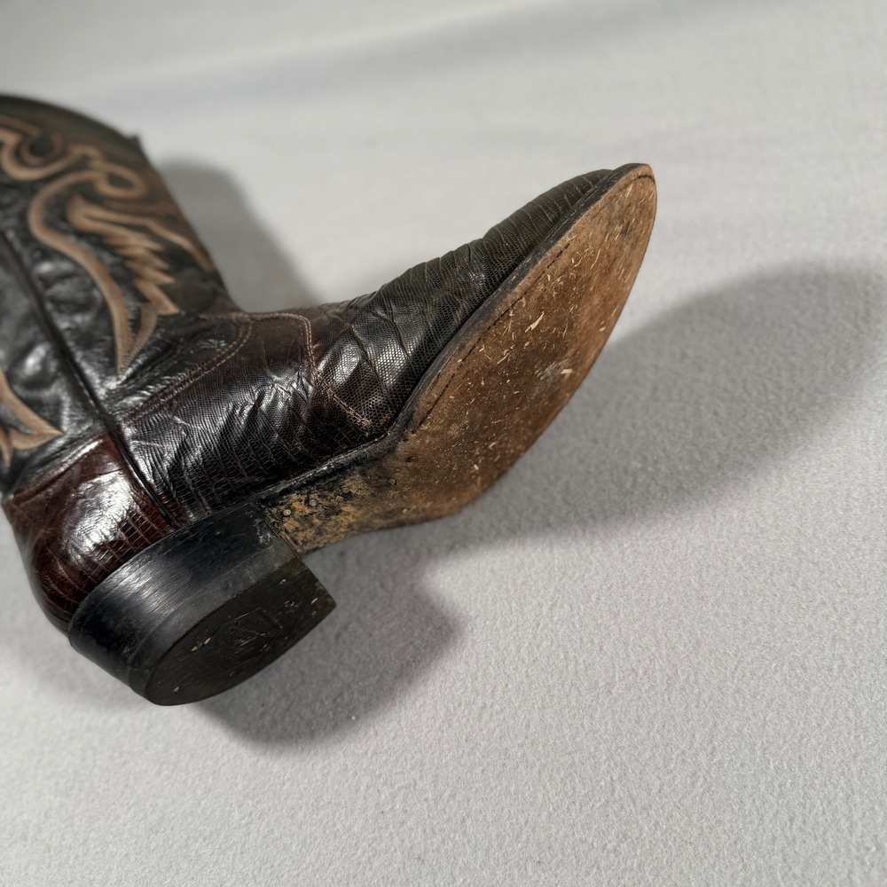 Tony Lama Mens Brown Lizard Skin Western Cowboy Boots 8536 Size 9D - Picture 5 of 7